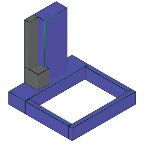 CAD-Zeichnung einer Grabanlage in perspektivischer Ansicht
