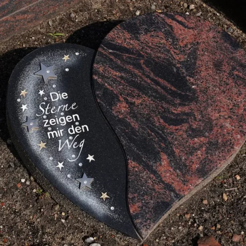 Schriftplatte schwarzer Granit Indora, Granit poliert, Symbolik Schweif